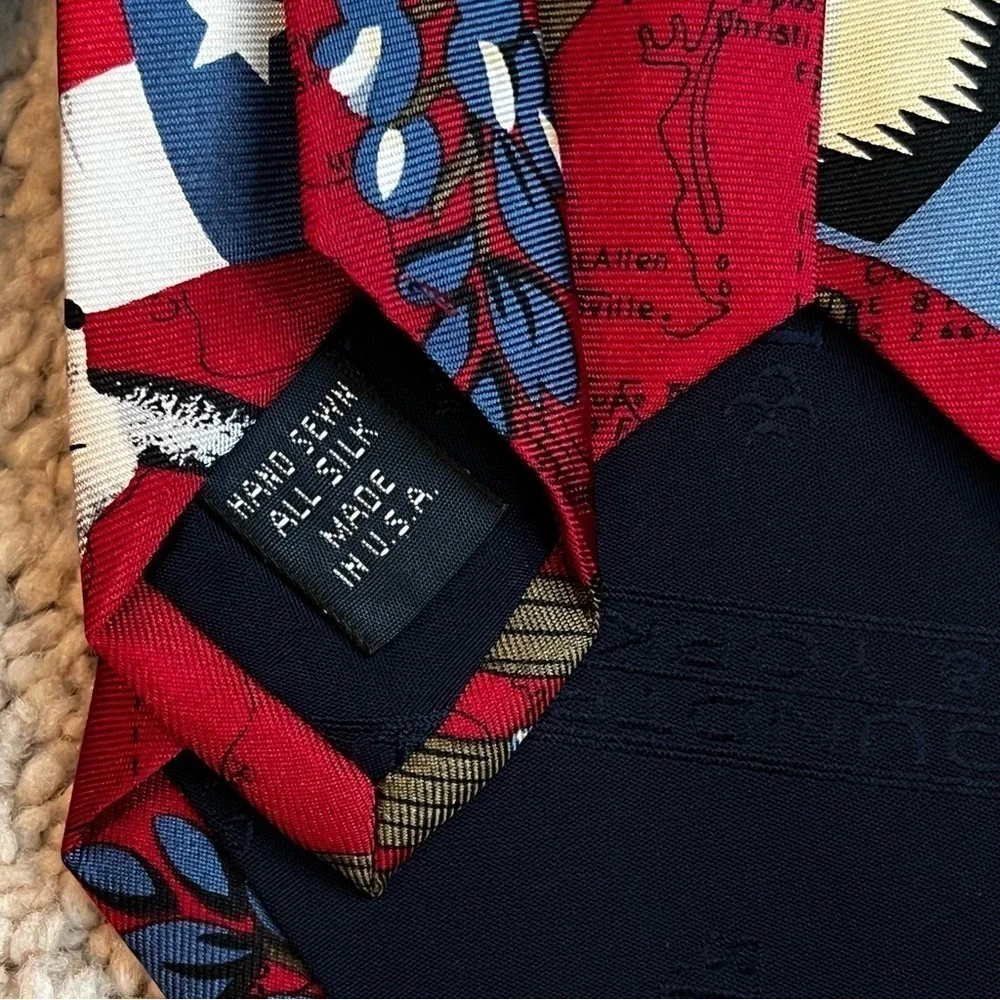 VTG Texas State Tie Novelty Western Cowboy Hat Lone Star Flag Skull Cactus Silk